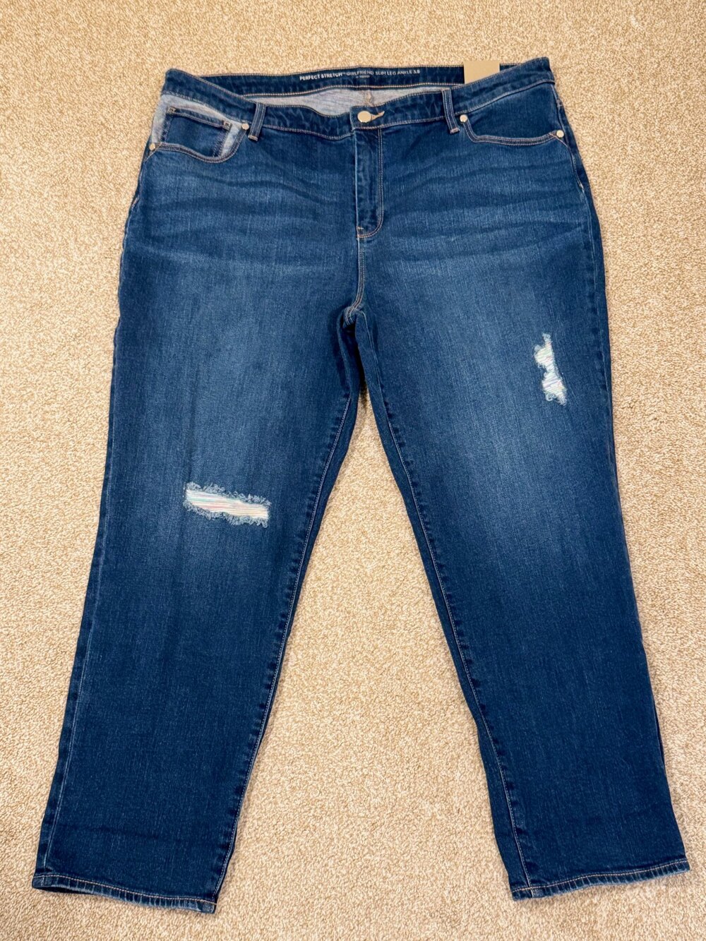Chicos Jeans 3.5 18 NWT Perfect Stretch Girlfriend Slim Ankle Amalfi Blue Wash